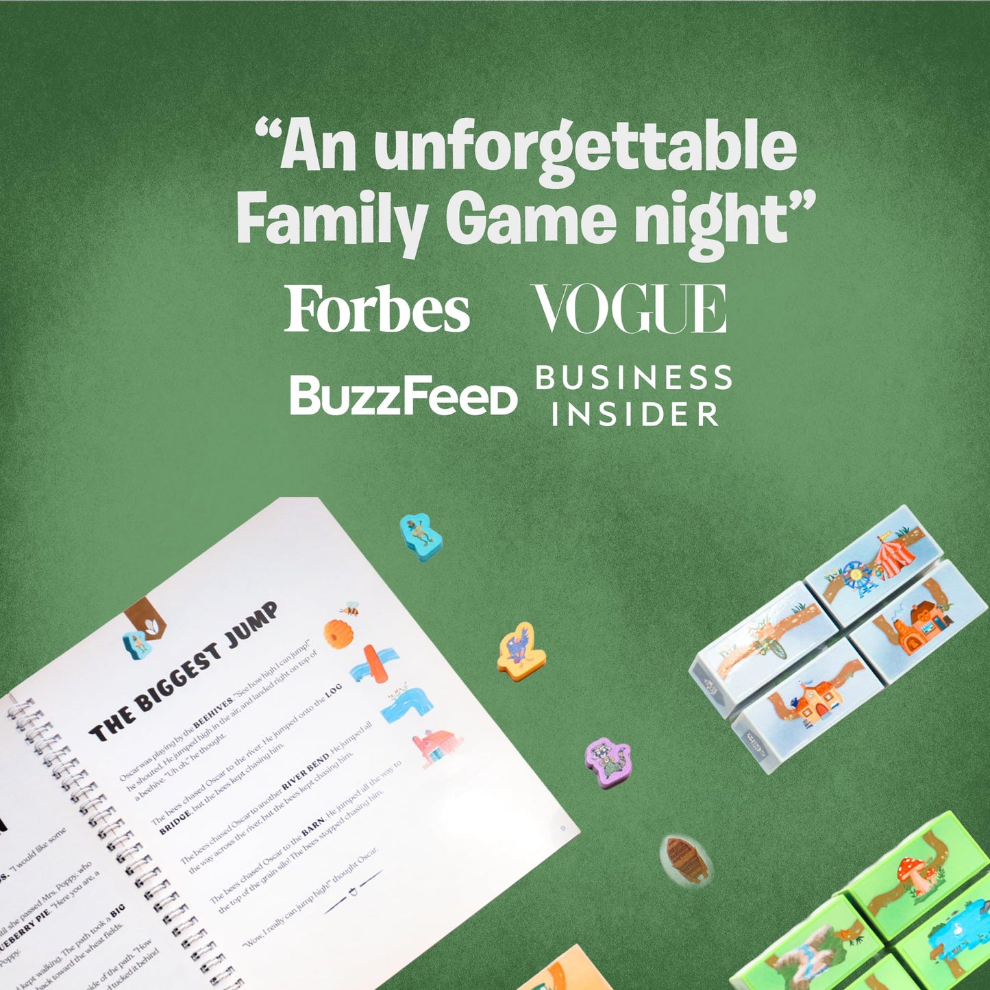 Uzzle Tales Bricklewood Valley - Story Dice Game for Kids - Creative Storytelling & with 12 Story Cubes, Storybook & Character Pawns - Engaging Brain