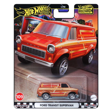 Hot Wheels Premium Boulevard Ford Transit Supervan, 1:64 Orange, #109 Die-Cast Metal Collectible Model