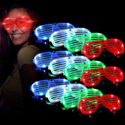 M.best 12 Pack LED Glasses 4 Colors Light Up Glasses Glow In The Dark Party Supplies Favor for Kids Adult Birthday,Raves, Halloween,Christmas, New