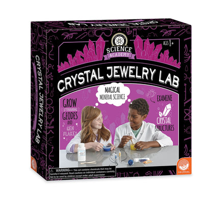 MindWare Science Academy Crystal Jewelry lab - Kids & Teens Grow 1 Crystal Ring and 2 Necklaces with Our 18pc Set - Wild & Weird Experiments for Boys