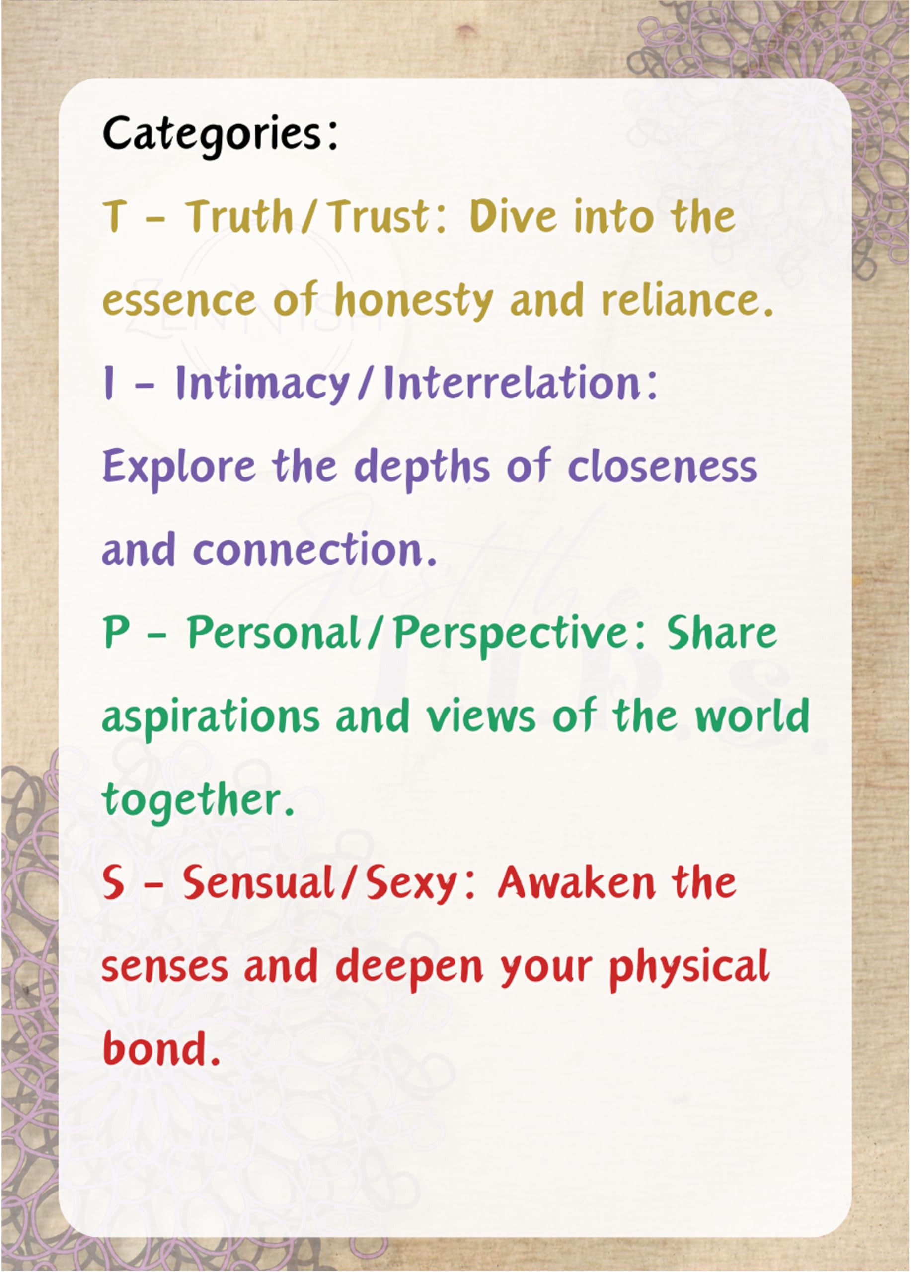 Zen'n'ish Just The T.I.P.S. Relationship Card Deck Conversation Cards for Couples, Singles, and Relationship Growth (Value)