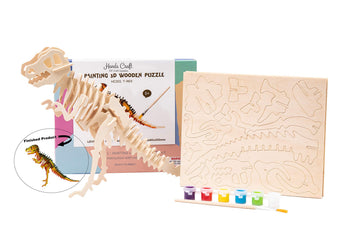 Hands Craft DIY Wooden Puzzle with Paint Kit (T-Rex)
