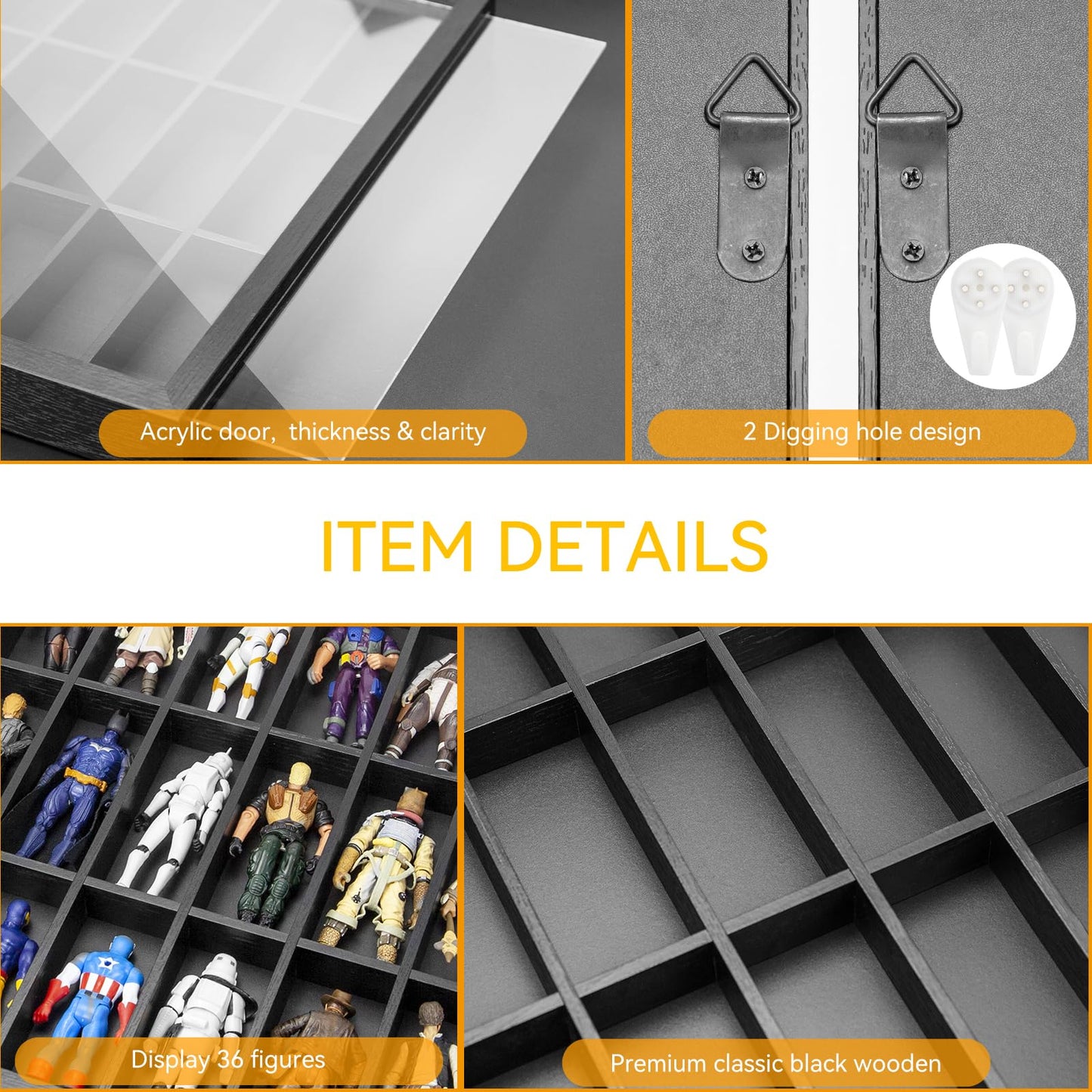3.75 inch Figure Collectors Showcase, Display Frame Case for Action Figures, Dustproof Cabinet Box for Collectibles, Compatible with Star was/ Gi Jeo