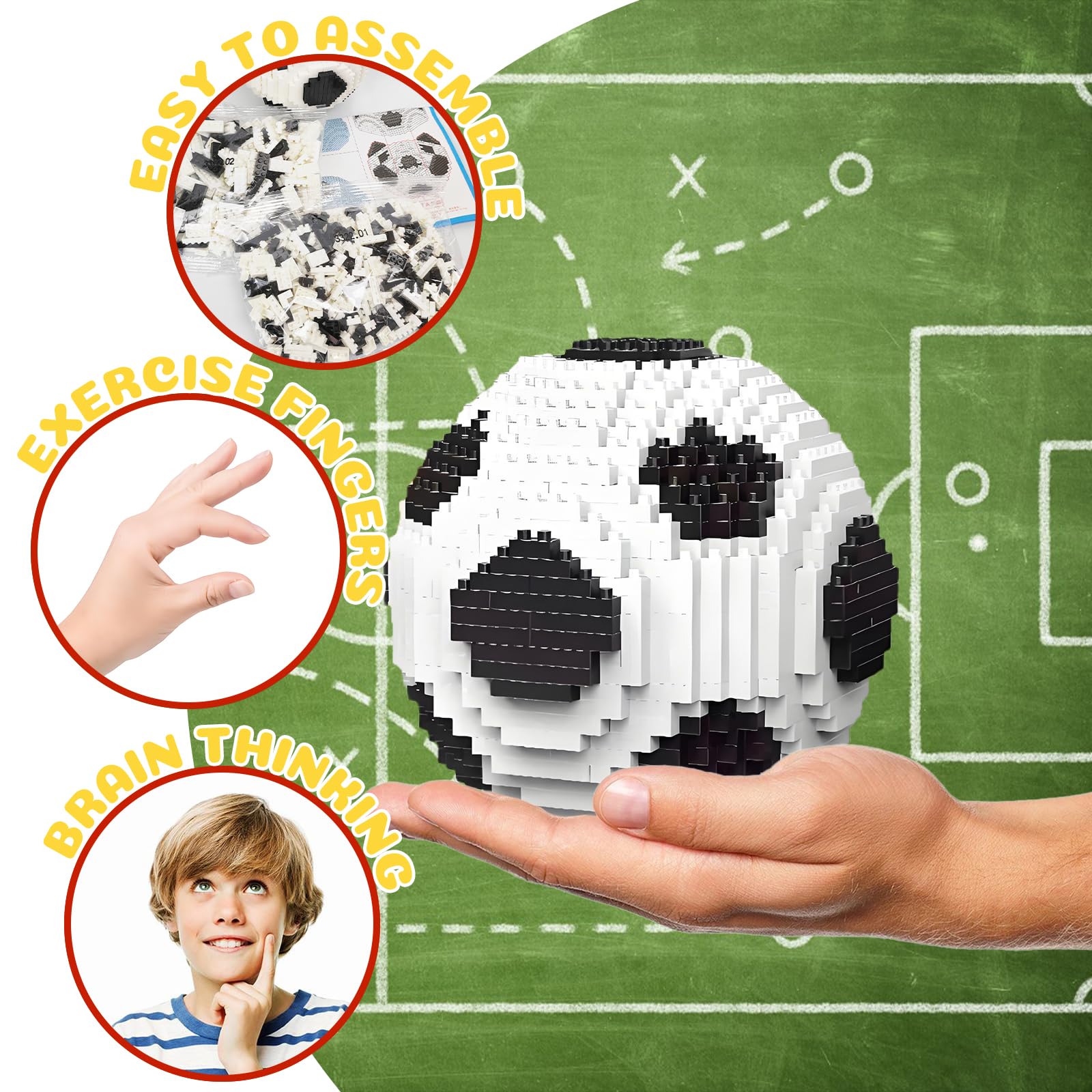 LQPFBSM Soccer Ball Micro Mini Building Blocks Sets Black & White Soccer Ball Model Toys Sports Football Ball Building Kits Educational Toys Gift