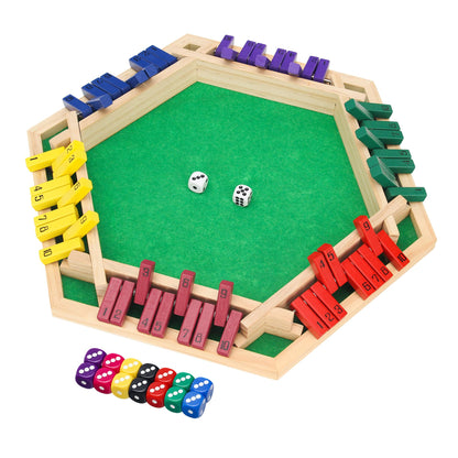 INNOVJOPRO 6-Sided Shut the Box Game Multicolor Wooden with 16 Dice
