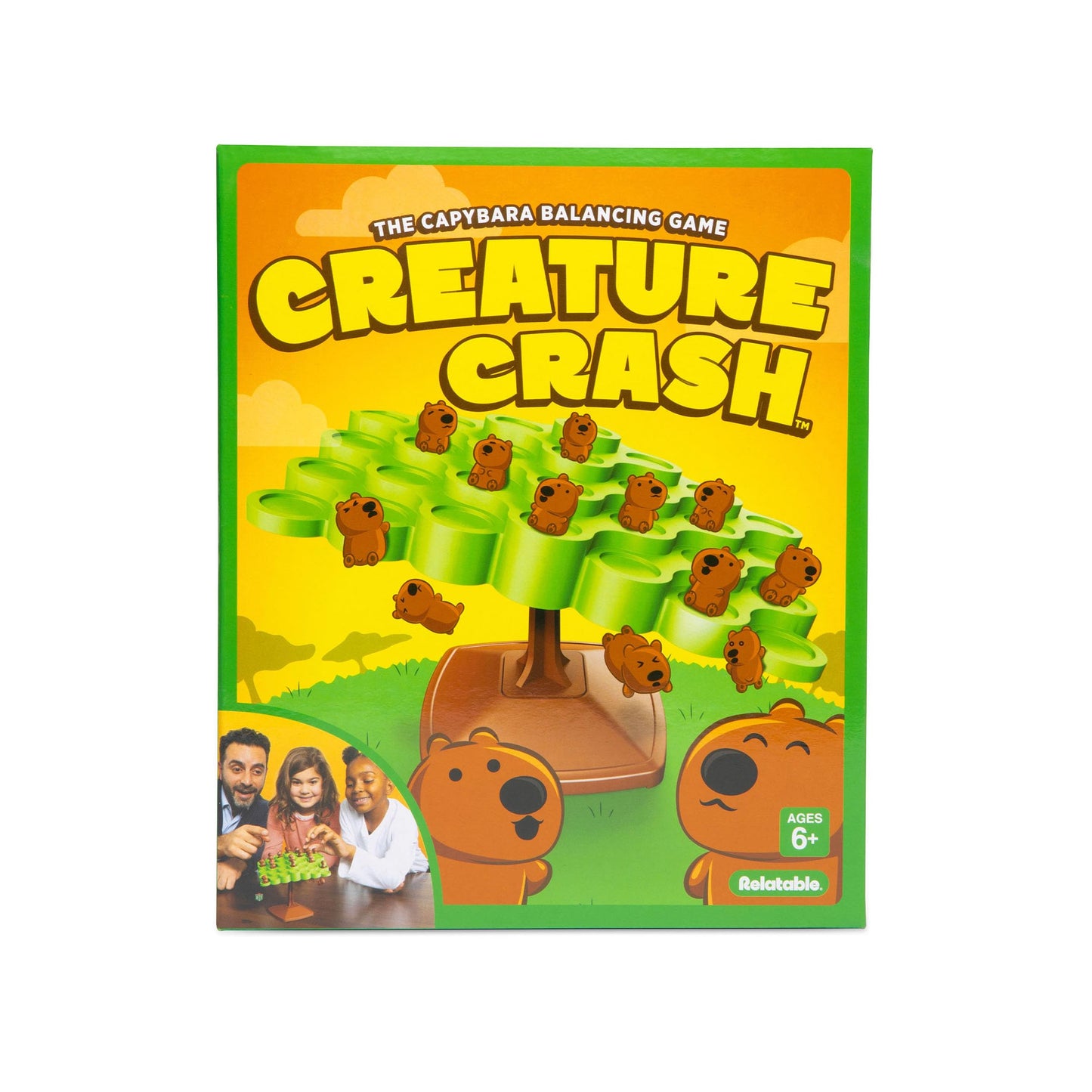 Creature Crash by Relatable, The Capybara Balancing Game, Great Kids Games and Family Game Night Essentials, Includes 49 Capybaras, 1 Balancing Board