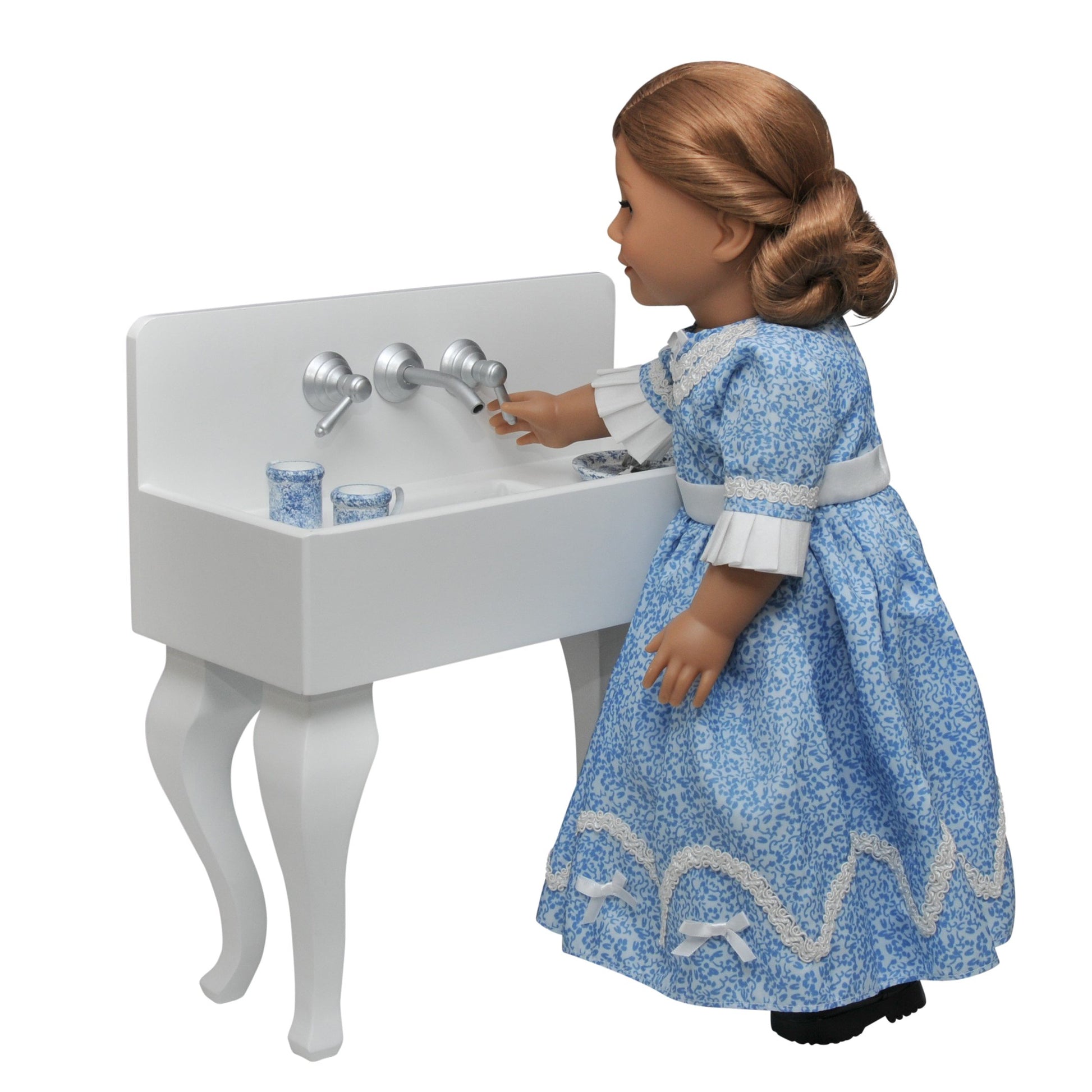 The Queen's Treasures 18 Inch Doll Furniture, Farmhouse Sink for Doll Kitchens Featuring Moving Knobs, Compatible with American Girl Kitchen Furniture