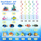 Tropical Fish Hanging Swirls Banner Decor 30 Pack Foil Ceiling Hanging Swirls Streams Banner Decorations Garland for Under the Sea Ocean Celebrating