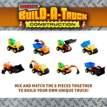 POPULAR PLAYTHINGS Magnetic Build-A-Truck Set, Construction Vehicle Toys for Toddlers Play, Gifts for Boys Ages 2 & Up - 5 Pieces