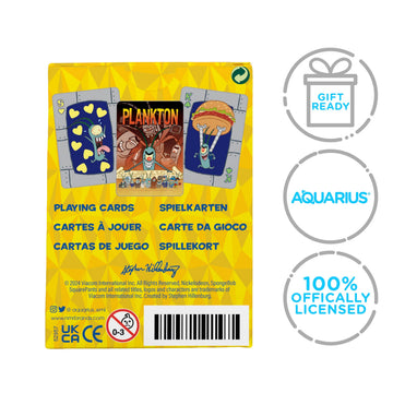 Aquarius Spongebob Squarepants Plankton Playing Cards, Chum Bucket Standard Deck with 54 Unique Designs Collectible Gift for Teens Adults