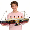 Zylvoxia Titanic Building Set, 2288 Pcs Titanic Big Ship Model Block Set with Glacier and Glowing Light Strip, Giant Ship Building Model Set