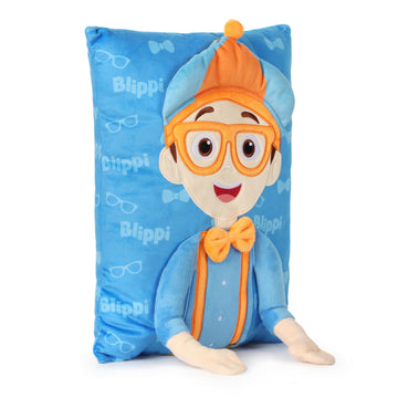 Jay Franco Snuggle Pillow - 15 Inch Kids Ultra-Soft Stuffed Plushie & Cozy Throw Pillow, Official Licensed Character Cushion, Blue - Blippi