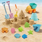 IOKUKI Long Shovels Sand Toys Set with Mesh Bag Including Dump Truck, Beach Buckets, Shovels, Rakes, Molds, Outdoor Beach Toy Tool Kit for Kids