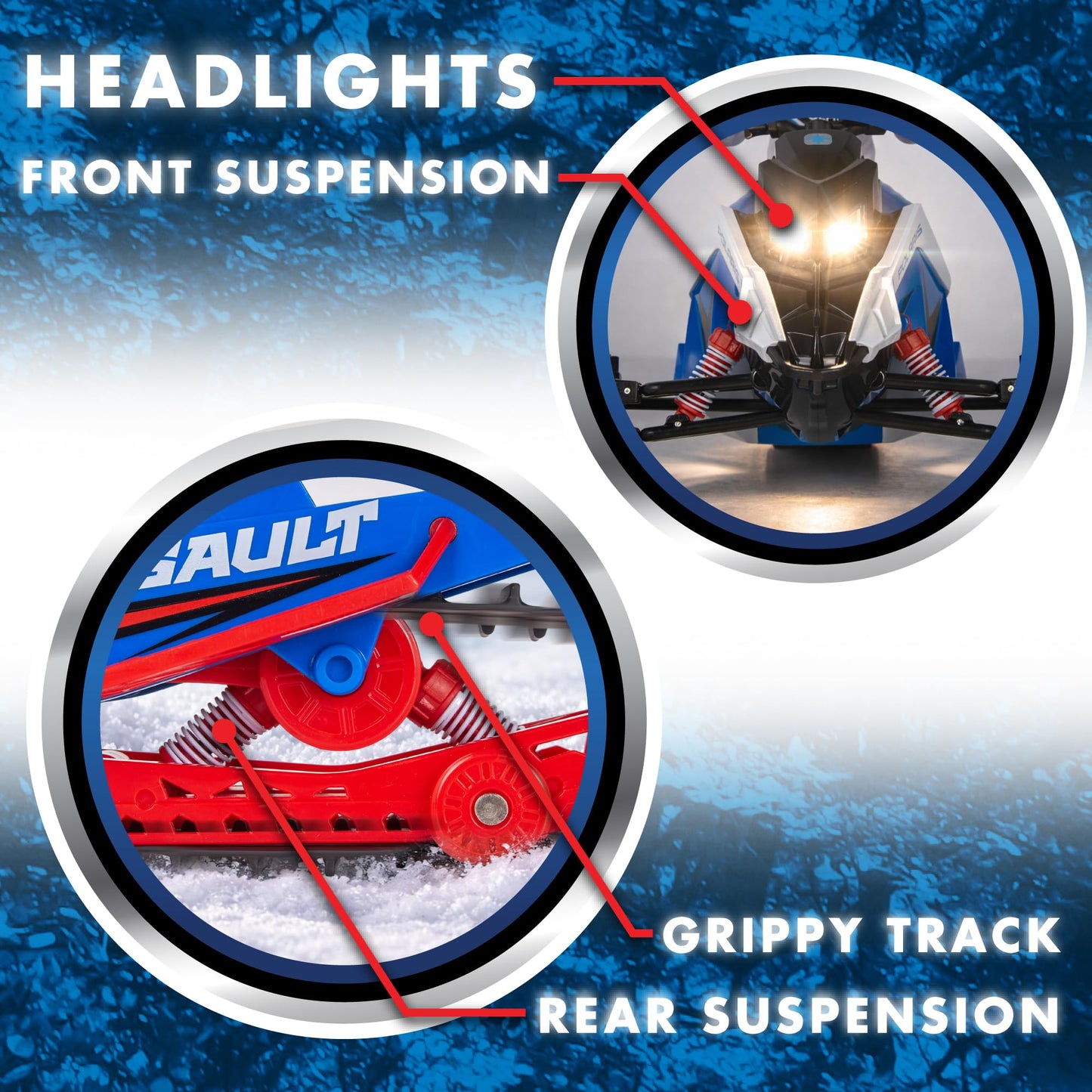 NKOK Polaris Switchback Assault RC Snowmobile - 1:10 Scale, (Green/Blue)