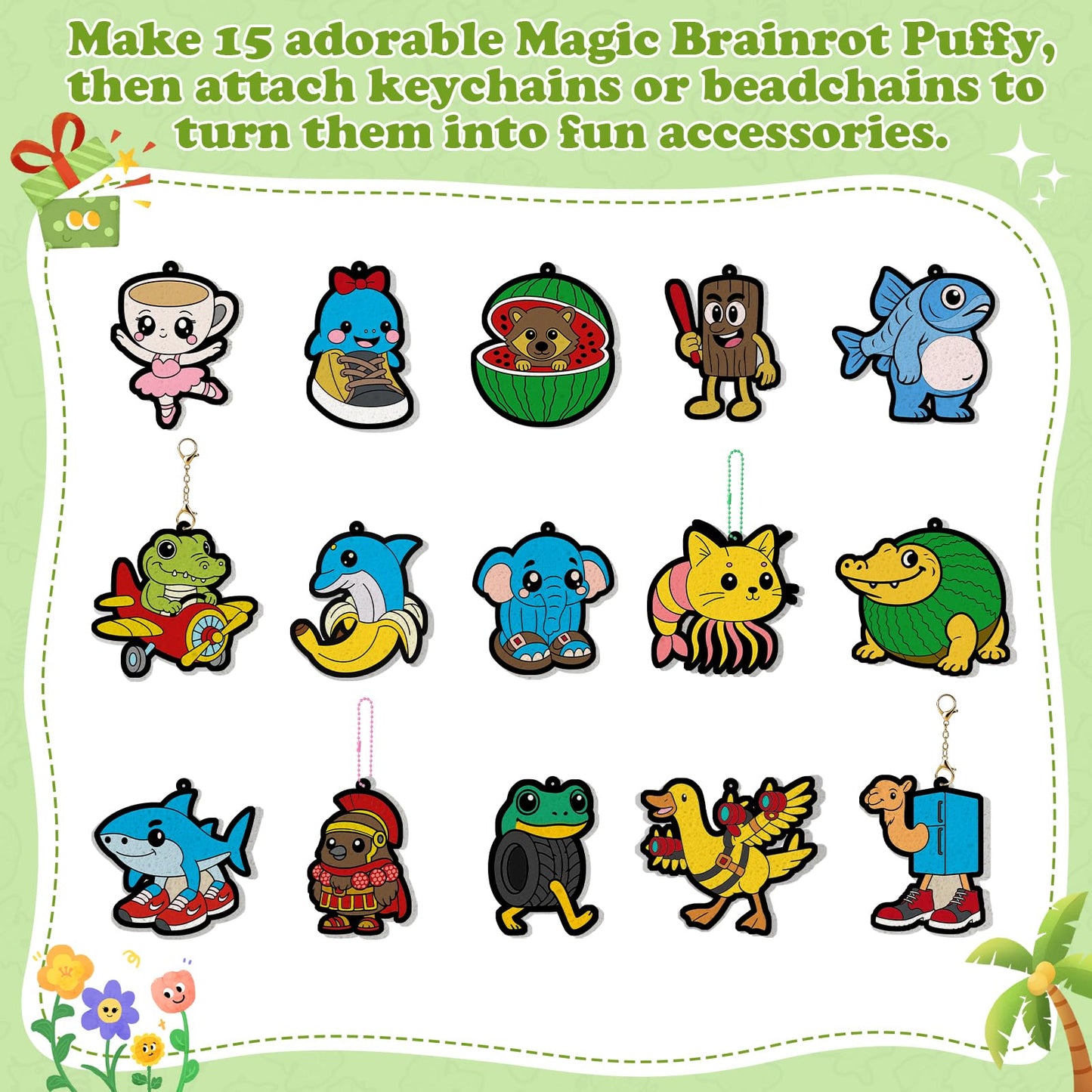 ESENHARBER Magic Puffy Paint Kit, Aqua Brainrot Puffs for Kids, Brain Rot Toys, Mess-Free 3D Art Kit Paint Magic Puff, Aquapuffs for Kids, Brainrot