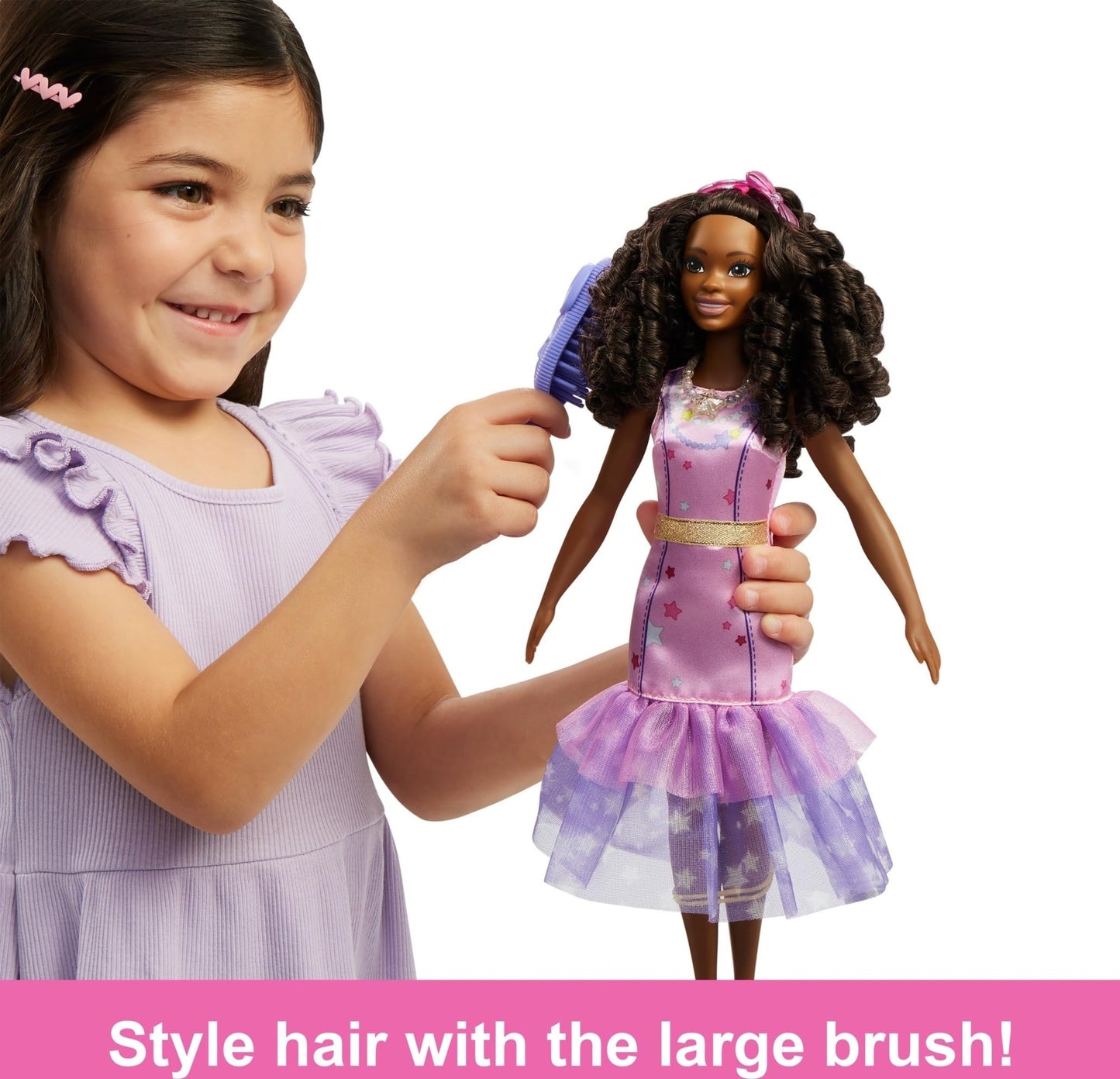 Barbie: My First Barbie Preschool Doll, "Brooklyn" with 13.5-inch Soft Posable Body, Deluxe Party & Bedtime Clothes & Accessories, Black Hair