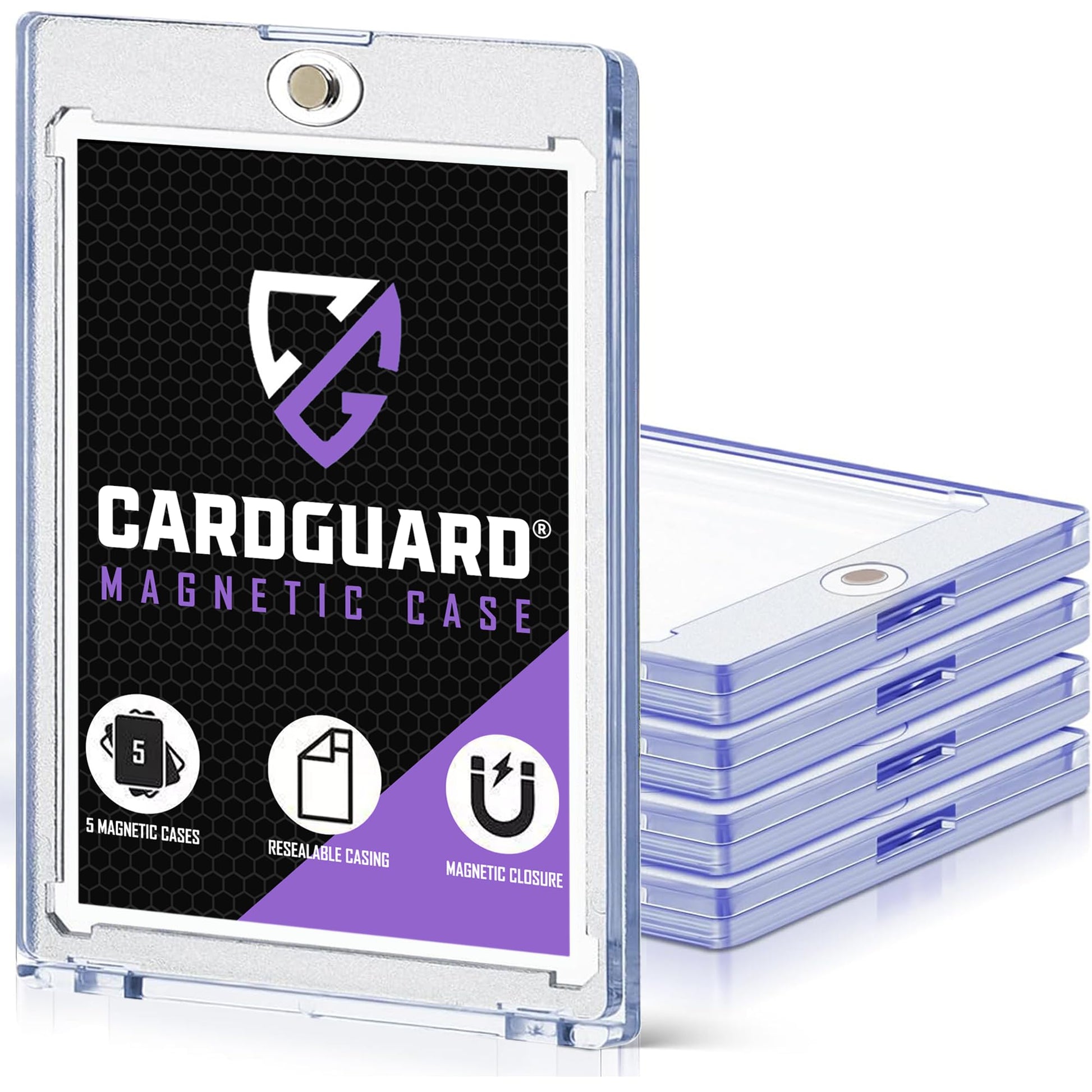 CardGuard 5-Pack Magnetic Card Cases 35pt Clear Holder for Trading Cards