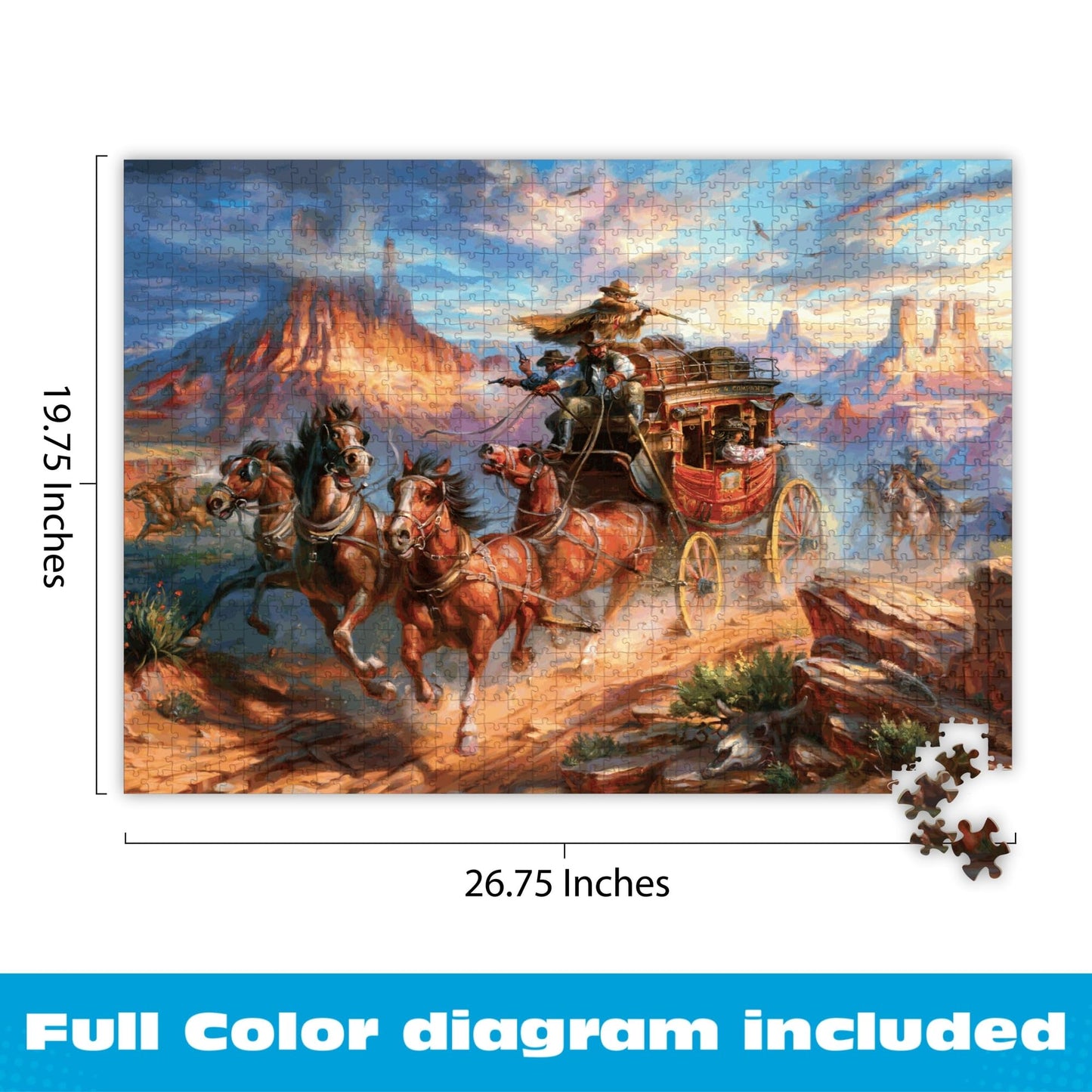 Buffalo Games - Blend COTA Wild Wild West 1000 Piece Jigsaw Puzzle, Western Action Art Puzzle for Adults in Premium Gift Box