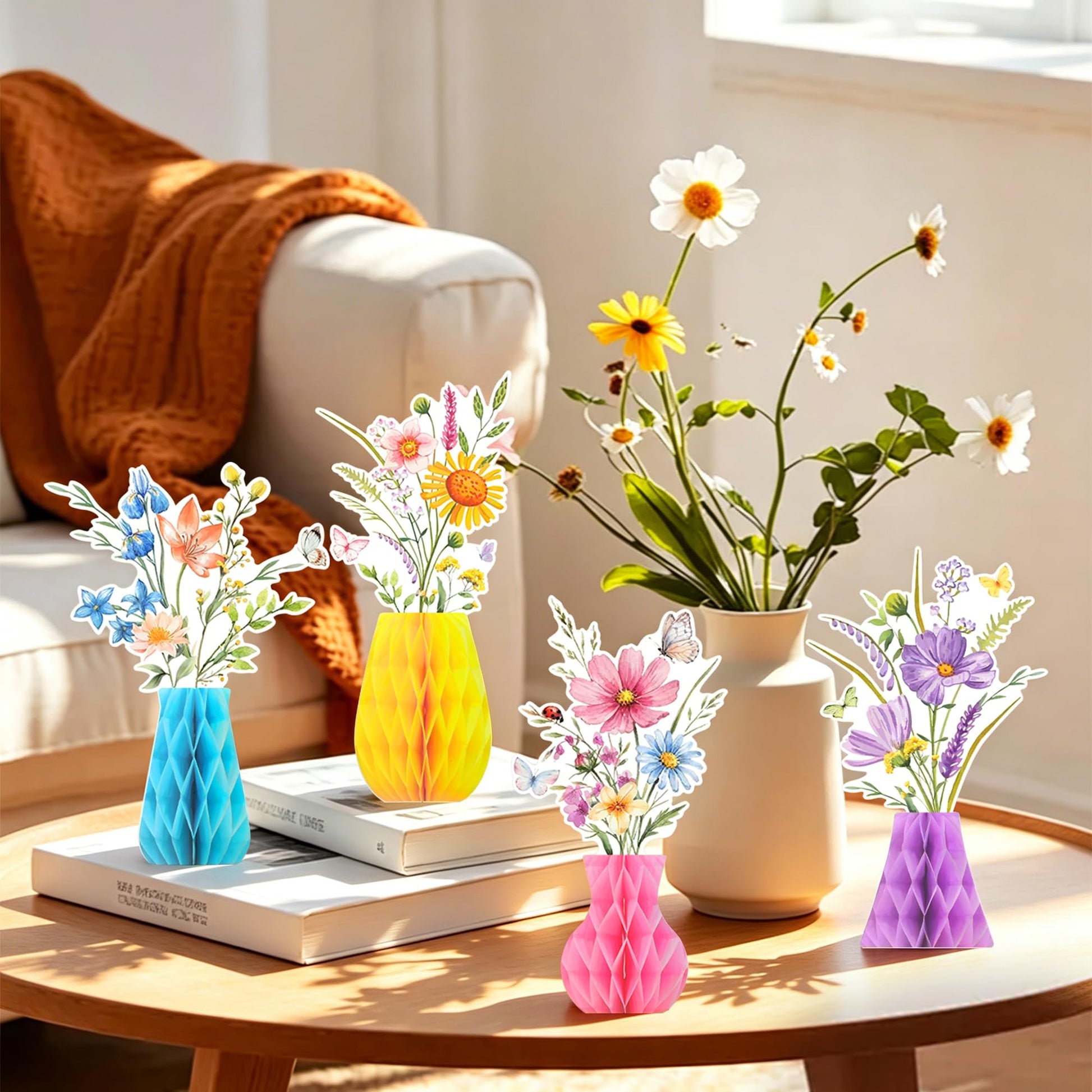 GANKTOWCOY 12 Pcs Wildflower Honeycomb Centerpieces Party Decorations