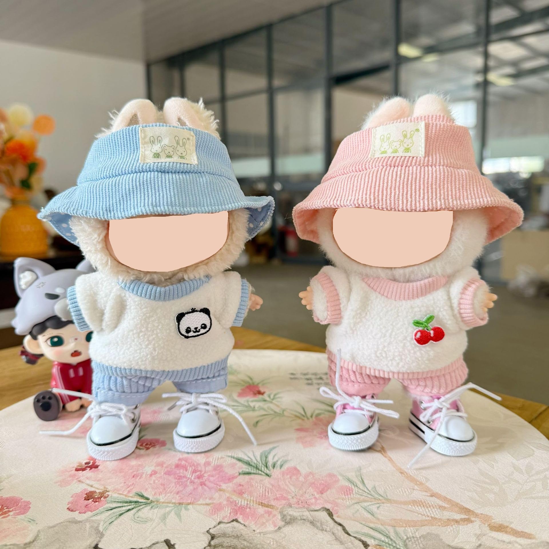 Clothes for Labubu Doll,Clothes for Dolls Accessories,Cute Outfit 4 Pieces Set Doll Clothes Compatible with Labubu 15cm&17cm ,Doll Clothing Set