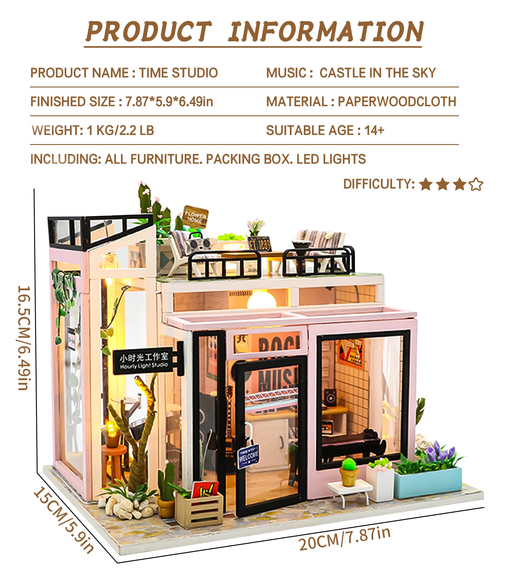 Spilay DIY Miniature Dollhouse Kit with Wooden Furniture,DIY Dollhouse Kit with Dust Proof and Music Movement,1:24 Scale Creative Room for Romantic