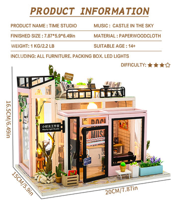 Spilay DIY Miniature Dollhouse Kit with Wooden Furniture,DIY Dollhouse Kit with Dust Proof and Music Movement,1:24 Scale Creative Room for Romantic
