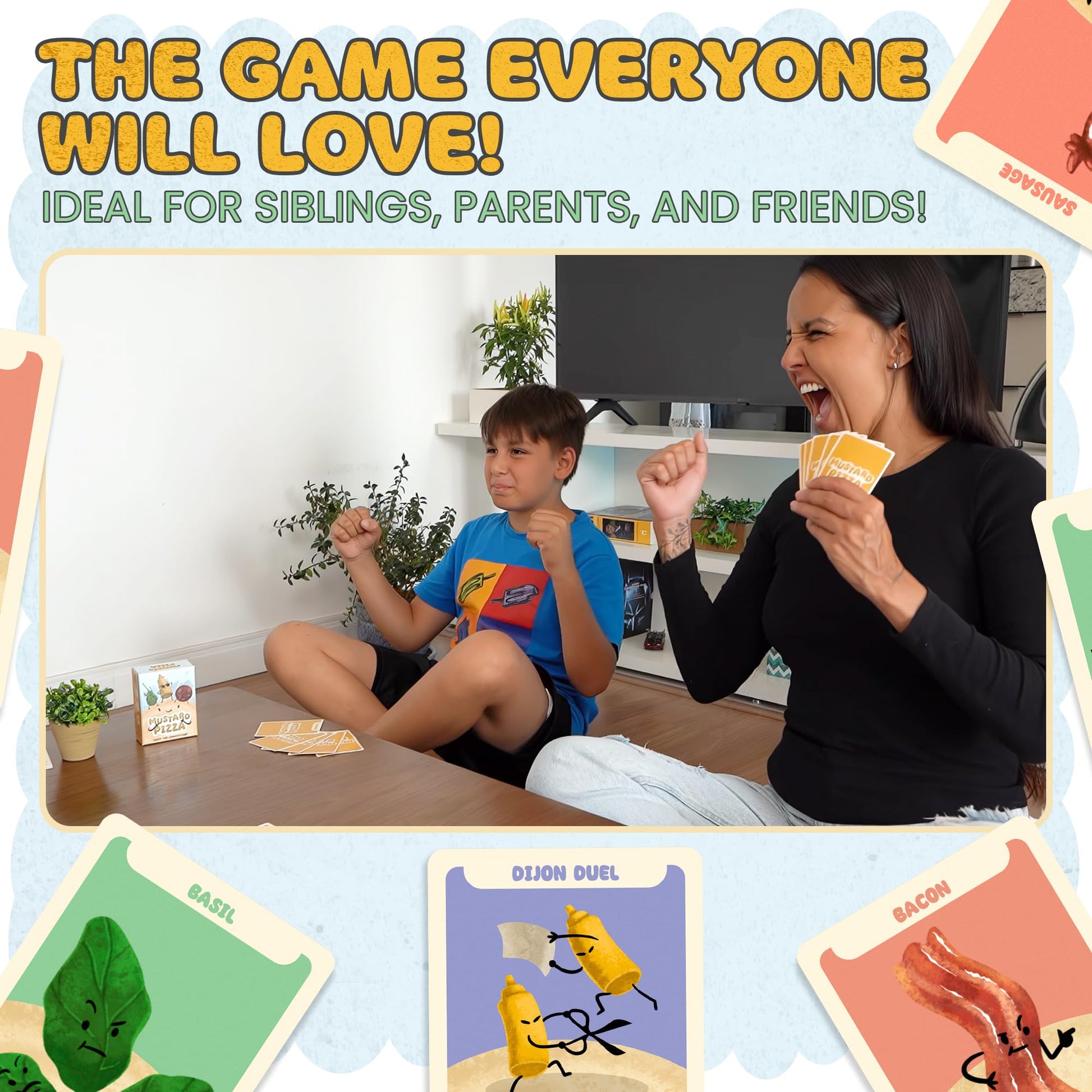 Mustard Pizza Family Card Game - Fun Game for Kids, Families, Teens, and Adults. Easy, Fast-paced. 2-6 Players Ages 5+. Birthday Gifts, Parties, Game