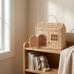 Rool Rattan House Shaped Basket Wicker Small Dollhouse Gift for Girls, Boho Toys, Mouse in a Box House, Little Girl Purse Clutch, Doll Carrier (Cream)