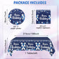 Navy Blue and Sliver Birthday Decorations Happy Birthday Party Tableware Set Happy Birthday Tablecloths and Plates Napkins Party Dinnerware for Men