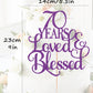 AHAORAY 70 Years Loved Cake Topper - Deep Purple Glitter 70th Birthday Cake Decorating Supplies, Perfect for 70th Anniversary or Birthday Photo Booth