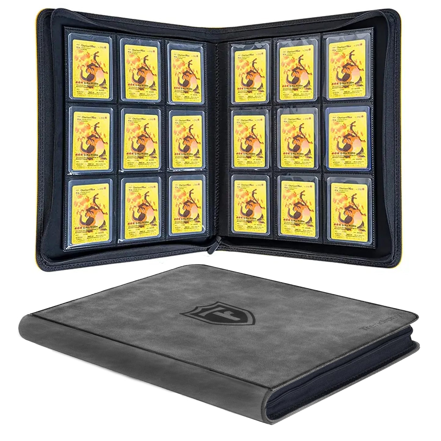 Trendiphy Top Loader Binder 9 Pocket, Holds 288 Toploaders, Side-Loading Zippered Album for Trading Cards, Sports Cards, Baseball, MTG, TCG & Graded
