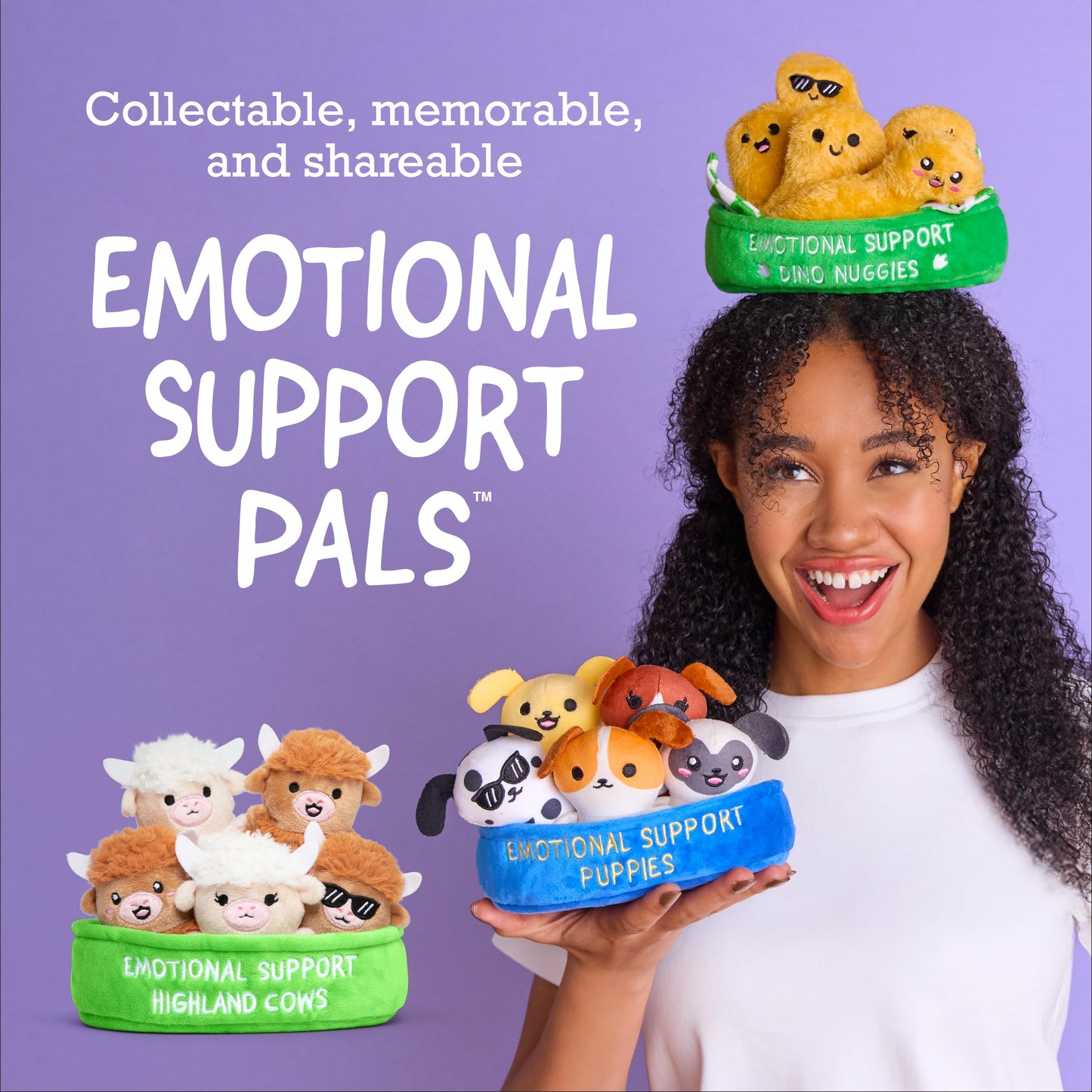 Emotional Support Highland Cows by Relatable, Cuddly Stuffed Animals, Plushies, and Cute Stuff, Great Back to School Gifts and Desk Accessories