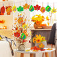 Sealmic 60 Packs Fall Scratch Art Harvest Rainbow Scratch Paper Art Set Thanksgiving Arts and Crafts Colorful Fall Leaves with Colored Ribbons Wooden
