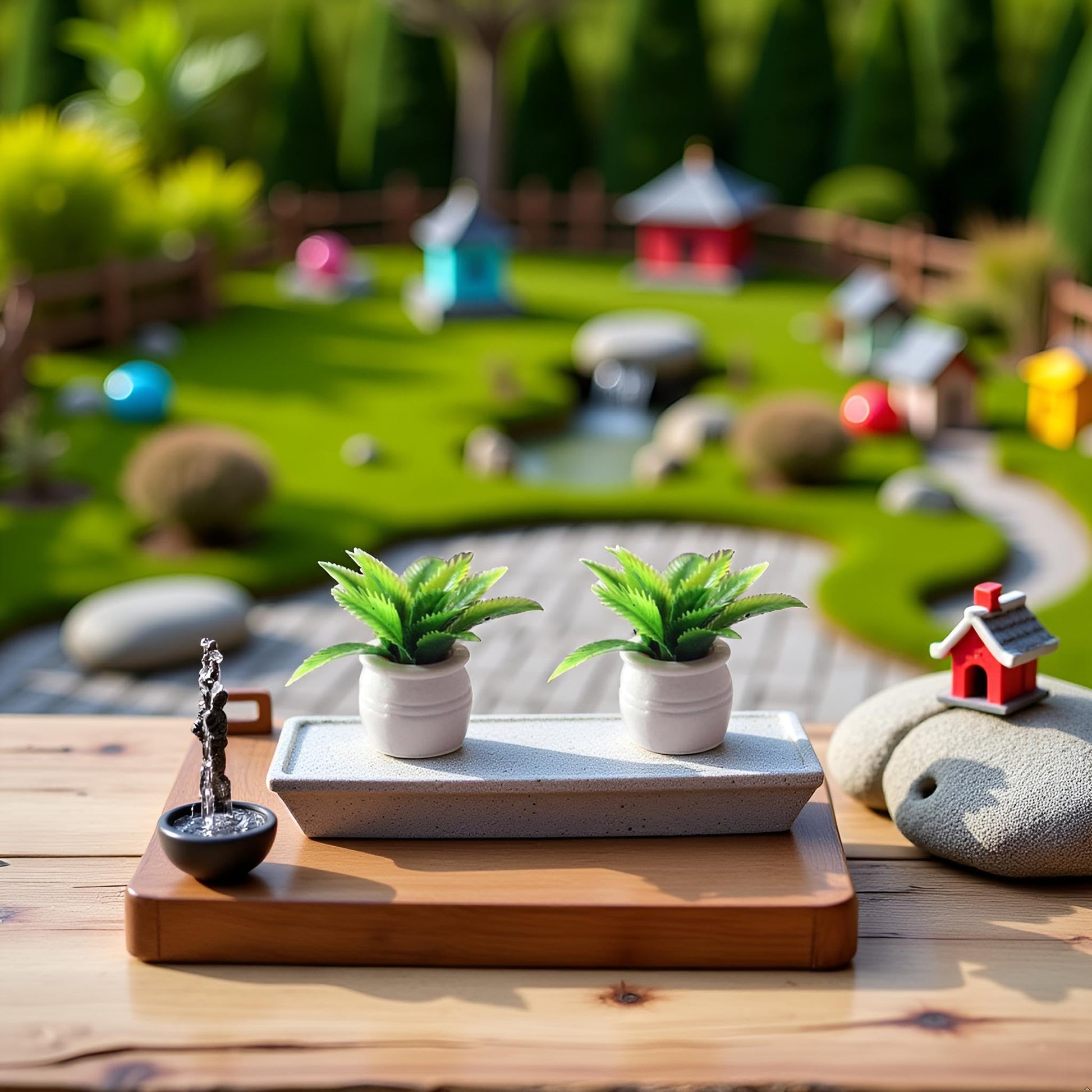 2 Pieces Dollhouse Decoration Plant Pots Miniature Green Potted Bonsai Model Dollhouse Accessories Decor,1:12 Scale Doll House Miniature Plant Model