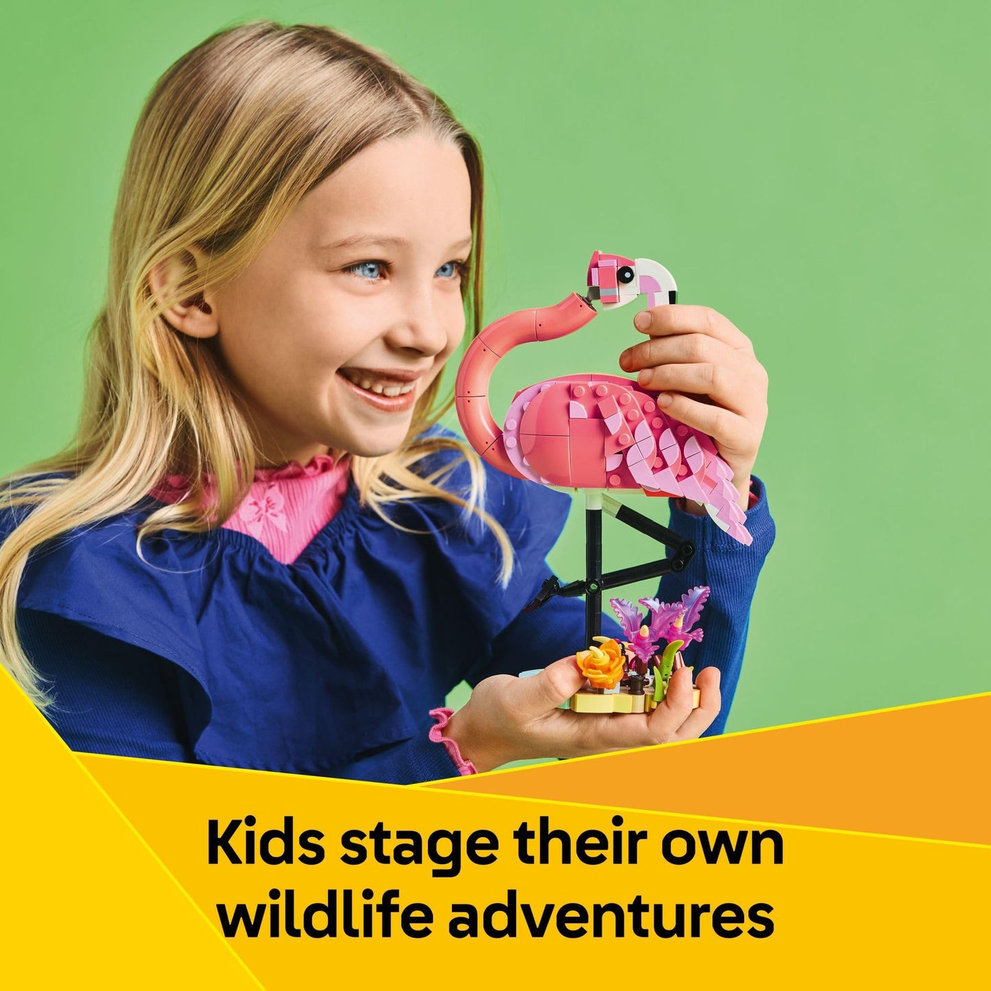 LEGO Creator 3 in 1 Wild Animals: Pink Flamingo Animal Building Toy - Playset with 3 Build Options, Pink Flamingo, Cockatoo, or Axolotl - Learning Toy