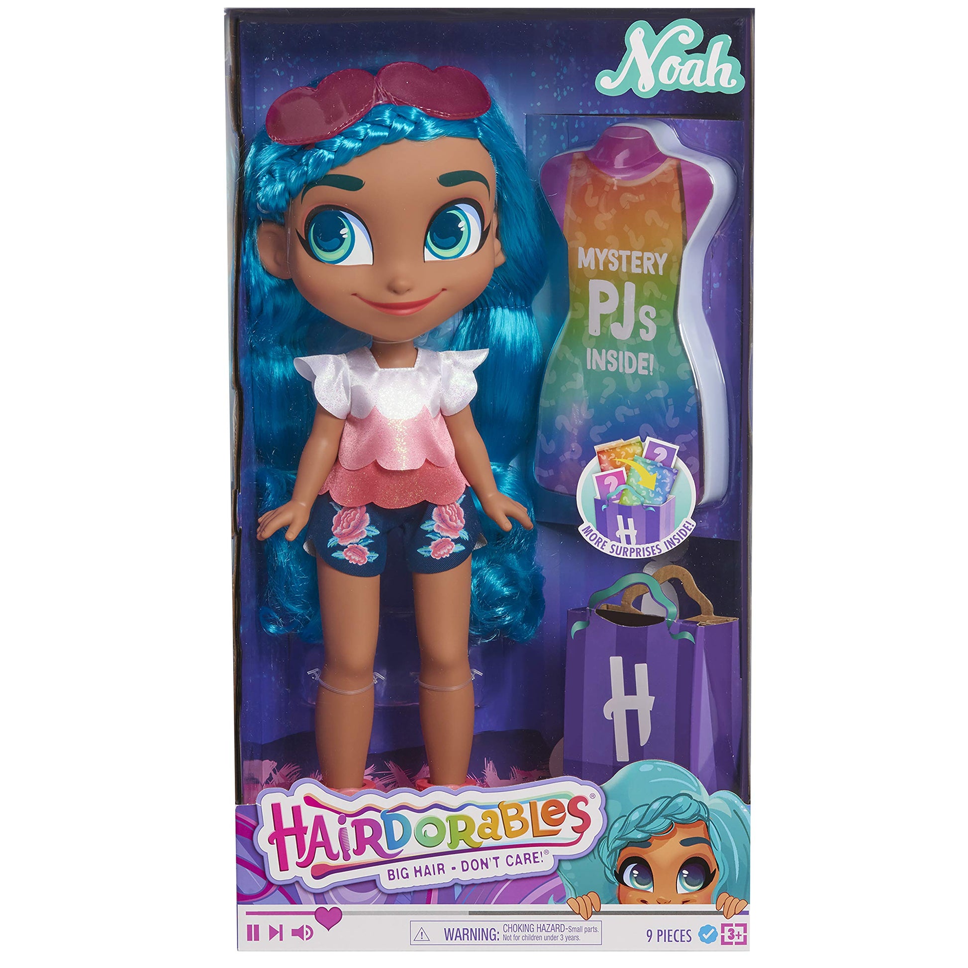 Hairdorables 18-Inch Mystery Fashion Noah Doll, Includes Surprise Outfit, Blue Hair, Kids Toys for Ages 3 Up by Just Play