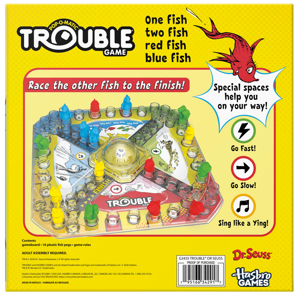 Hasbro Gaming Trouble: One Fish, Two Fish, Red Fish, Blue Fish Board Game