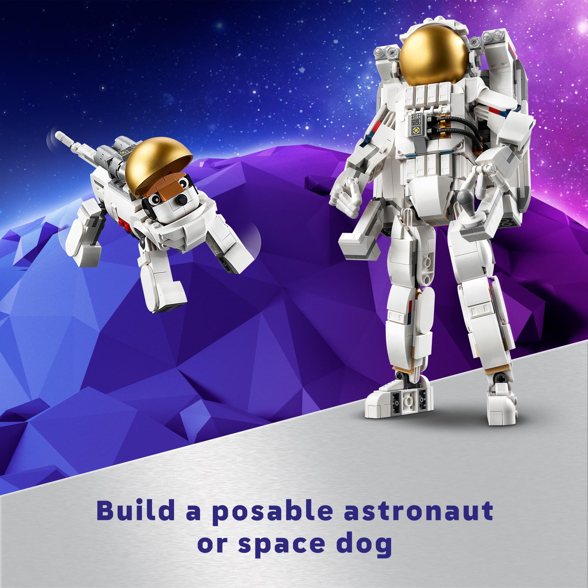 LEGO Creator 3 in 1 Space Astronaut Toy, Building Set Transforms from Astronaut Figure to Dog to Viper Jet, Space-Themed Gift Idea for Boys and Girls