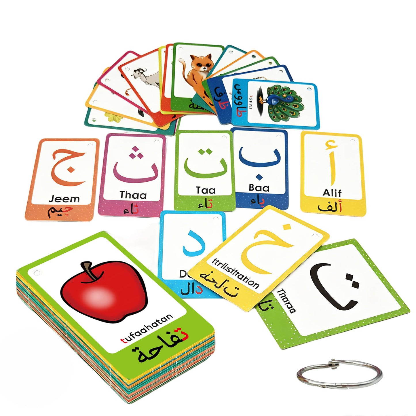 YIYDONG Arabic Alphabet Flash Cards for Kids Toddler, Learning Arabic Letters Flashcards with English Transliteration for Kindergarten, Preschool
