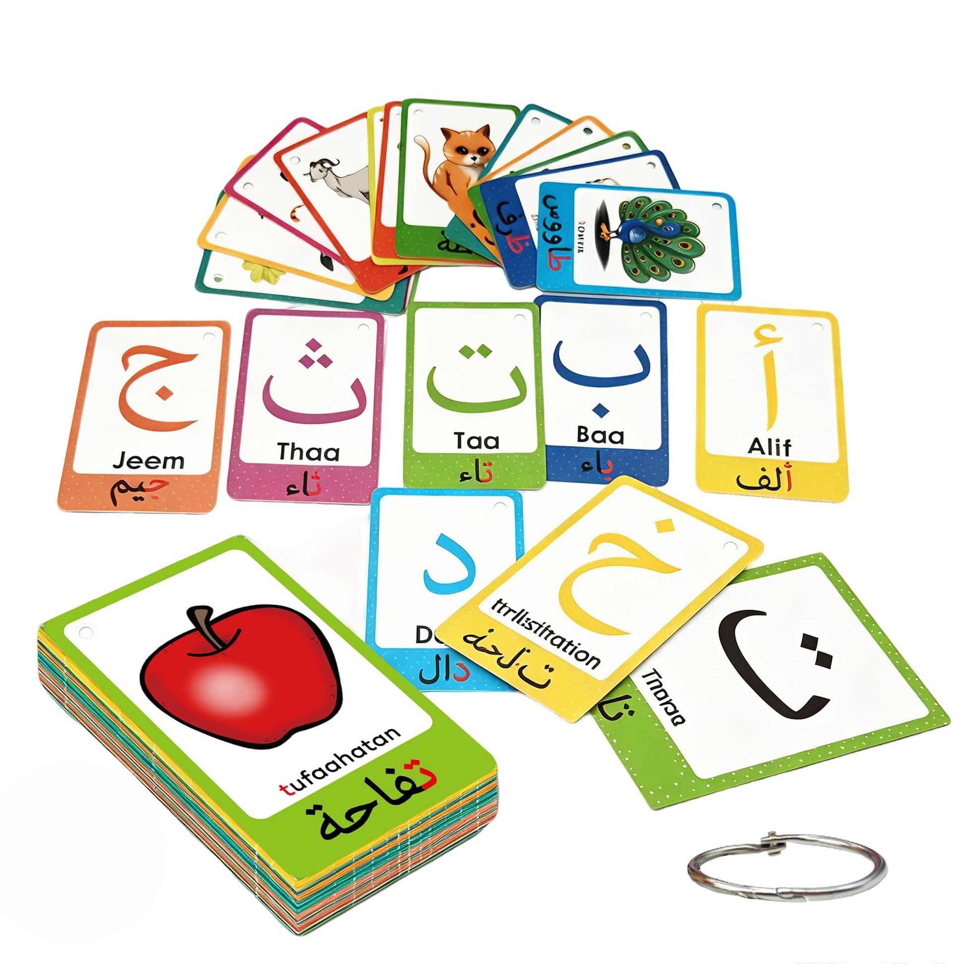 YIYDONG Arabic Alphabet Flash Cards for Kids Toddler, Learning Arabic Letters Flashcards with English Transliteration for Kindergarten, Preschool