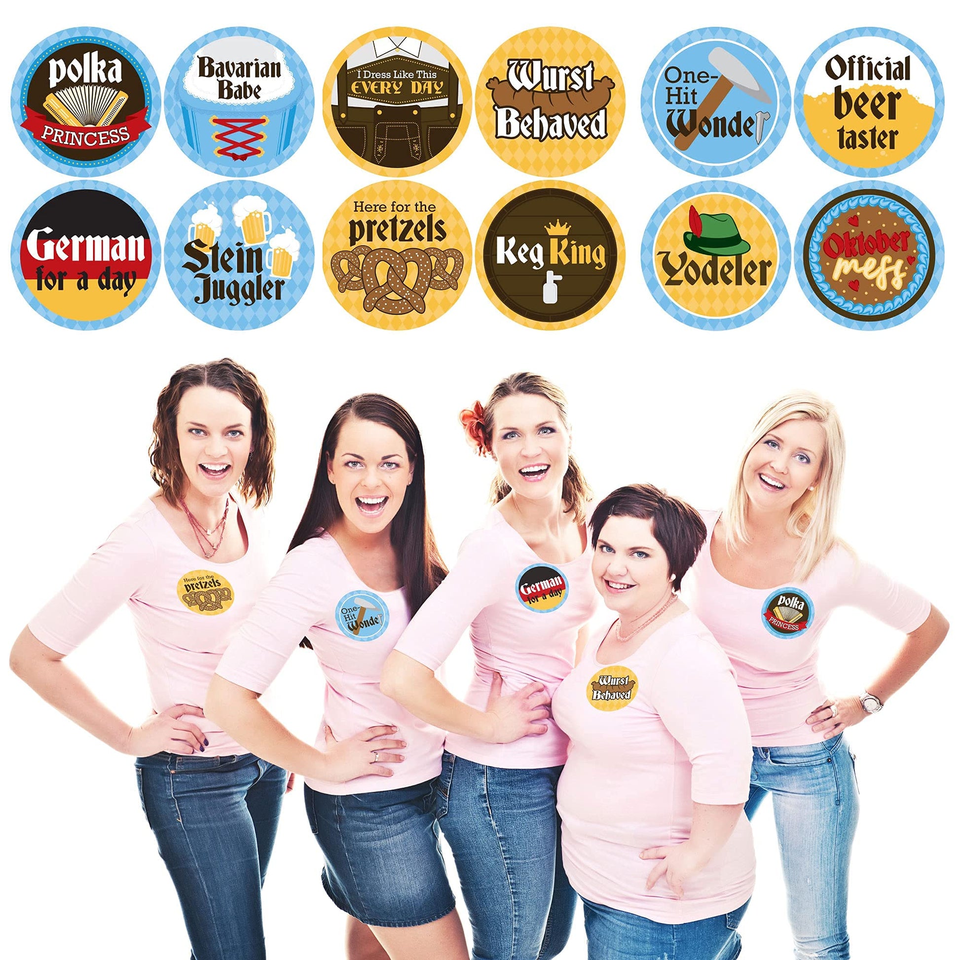 Big Dot of Happiness Oktoberfest - German Beer Festival Funny Name Tags - Party Badges Sticker Set of 12