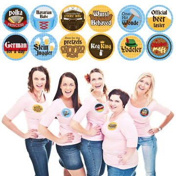 Big Dot of Happiness Oktoberfest - German Beer Festival Funny Name Tags - Party Badges Sticker Set of 12