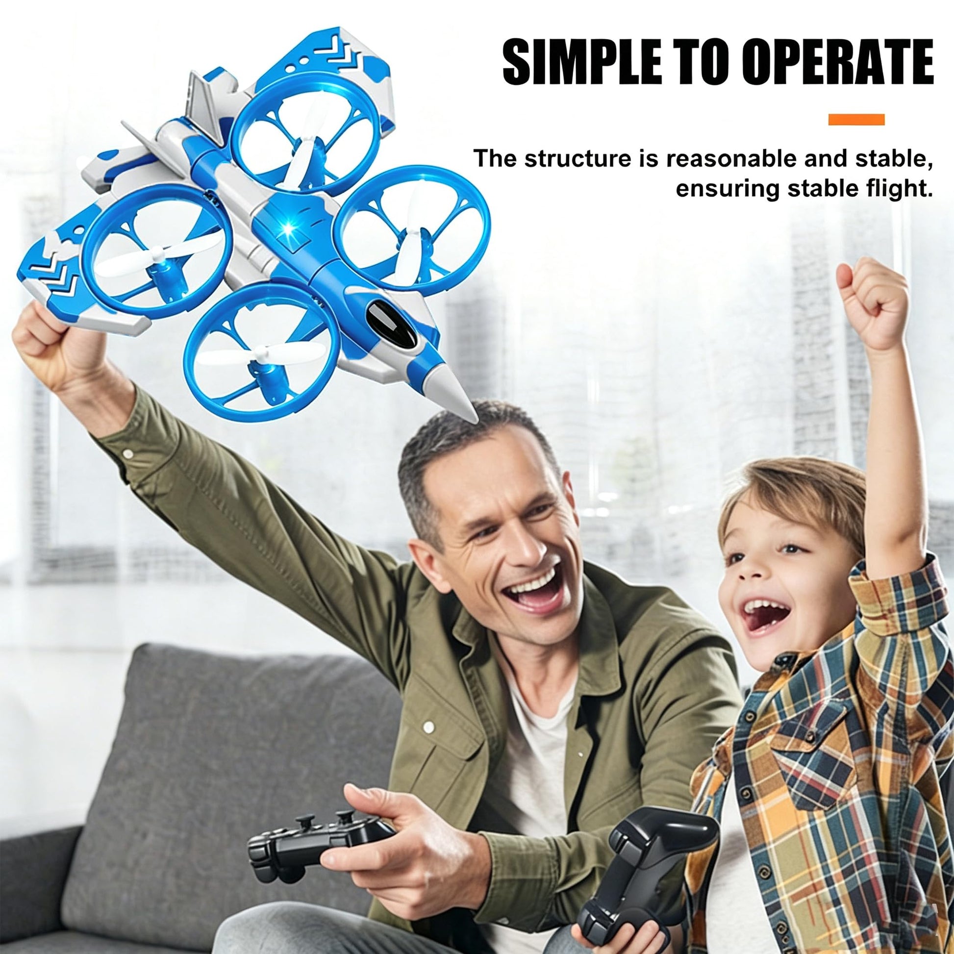 Yonsaeik 2-in-1 RC Fighter Airplane for Land and Air for Kids Adults 6+