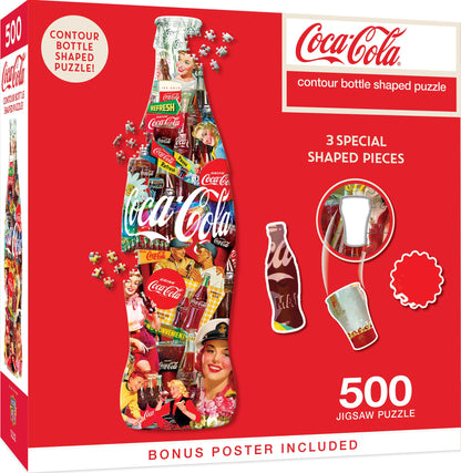 Masterpieces Coca-Cola Bottle Jigsaw Puzzle - 500 Pieces, Soda Theme, Shaped Puzzle - Age 14+
