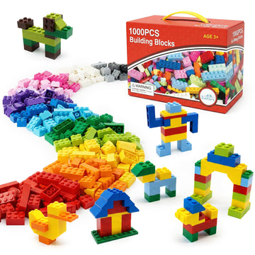 3 otters 1000 PCS Building Blocks, Building Toys for Kids Classic Construction Toy Set, Creative Compatible with Major Brands Holiday Classroom Gifts