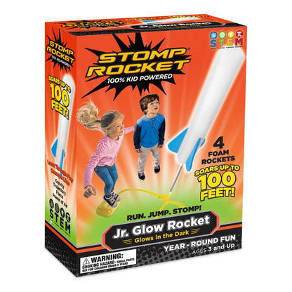 Stomp Rocket Jr Glow Rocket Launcher for Kids, 4 Rockets - Glow in The Dark