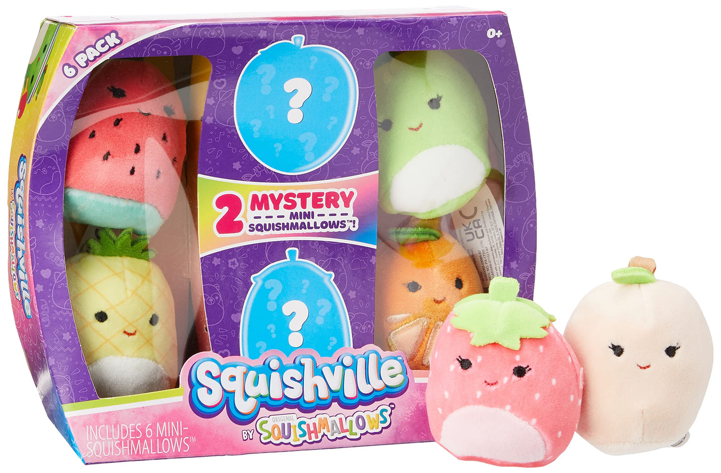 Squishville Squishmallows Mystery Mini Plush Fruit Squad, Six 2” Soft Minimallow Fruit Plush, Irresistibly Soft Colourful Fruits, Mini Peach
