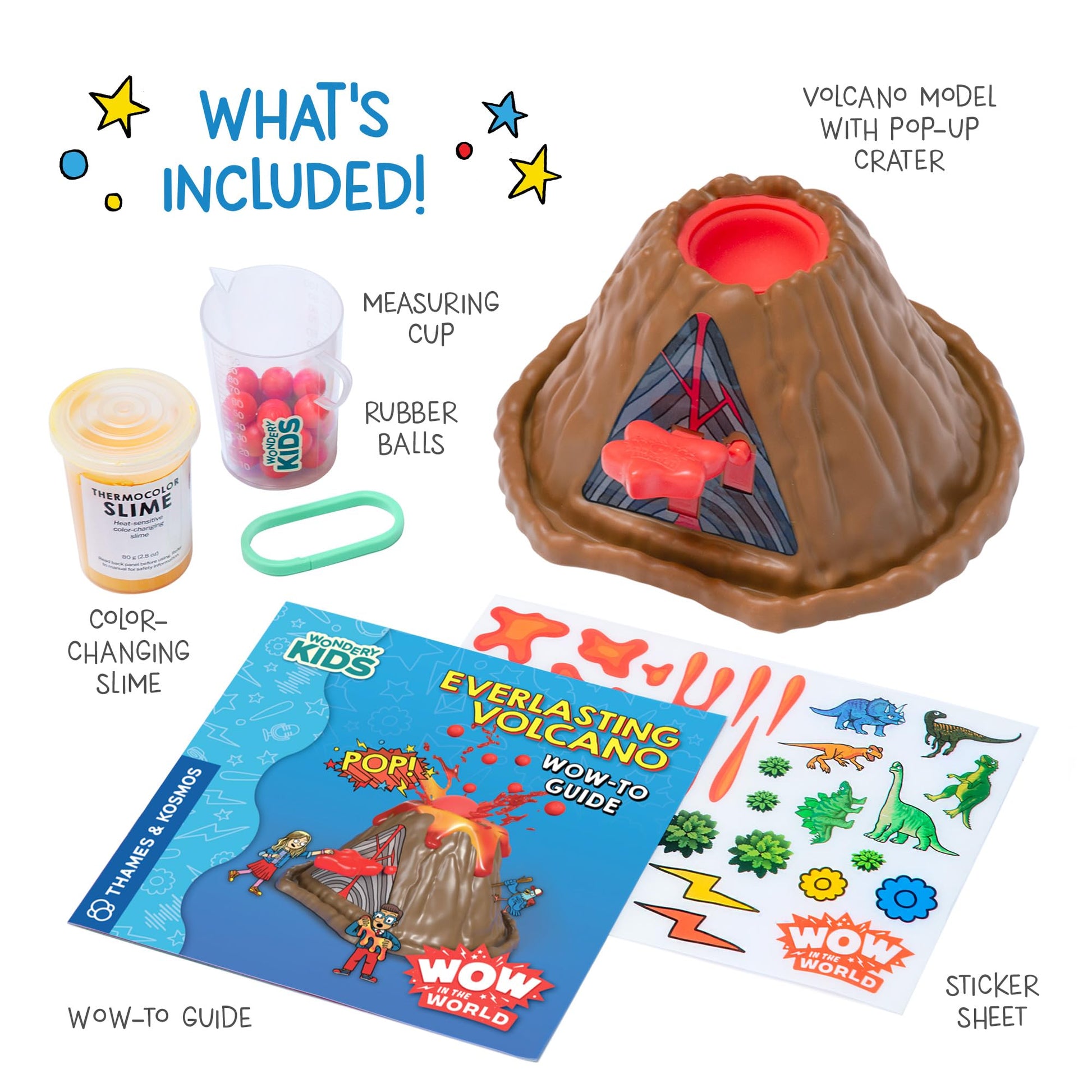 Wow in The World Everlasting Volcano | Erupt Your Volcano Again & Again, Slime Lava, Rubber Lava Rocks, Companion Audio Content, Bonus Reusable