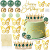 AMZVALU Corona Para Pastel, Crown Cake Topper, Crown Happy Birthday Cake Toppers Balls Candles Butterflies Cake Decorations, Birthday Crown for Women