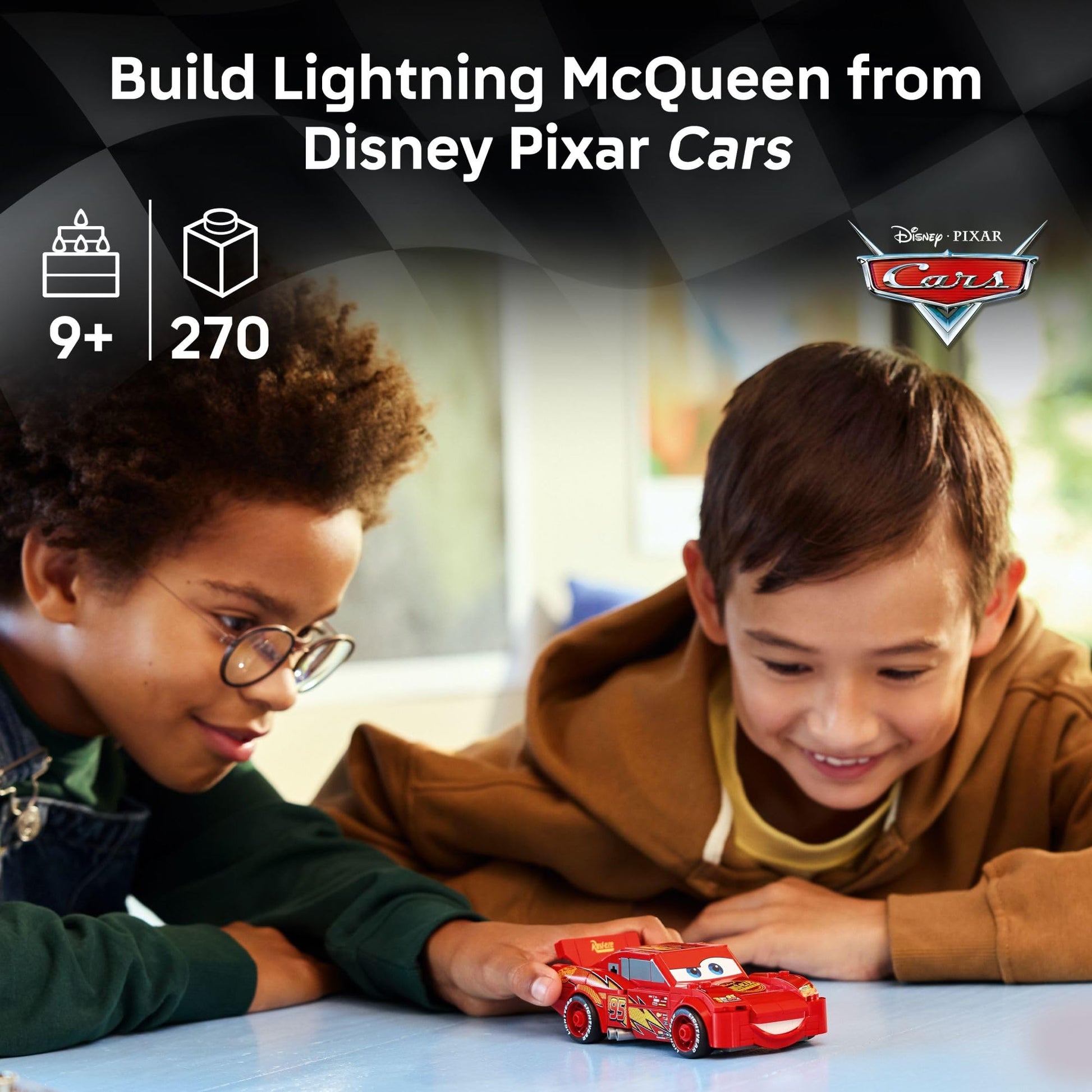 LEGO Speed Champions Lightning McQueen Toy - Disney Pixar Cars Building Blocks for Kids, Boys & Girls, Ages 9+ - Pretend Play Race Car & Bedroom Shelf